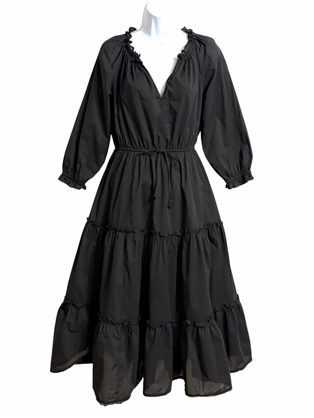 Chelsea & Violet Boho Tiered Peasant Dress Womens S Black Dark Romantic Ruffle